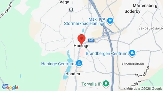 Industrilokaler att hyra i Haninge - kort over placeringen