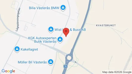 Industrilokaler att hyra i Västerås - kort over placeringen