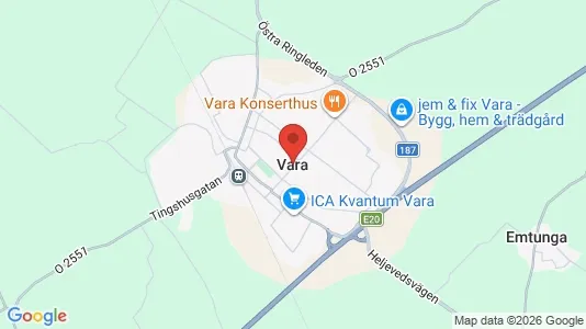 Industrilokaler att hyra i Vara - kort over placeringen