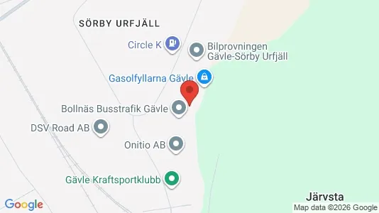 Industrilokaler att hyra i Gävle - kort over placeringen