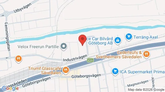 Industrilokaler att hyra i Partille - kort over placeringen