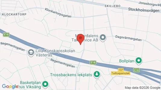 Industrilokaler att hyra i Västerås - kort over placeringen
