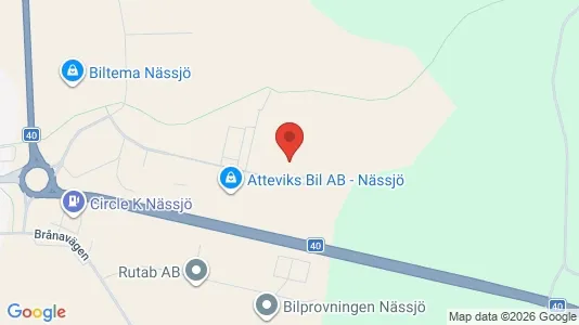 Industrilokaler att hyra i Nässjö - kort over placeringen