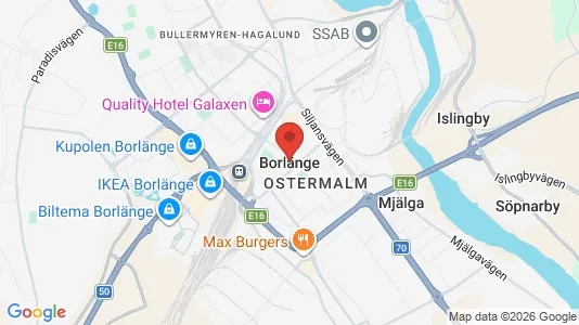 Industrilokaler att hyra i Borlänge - kort over placeringen