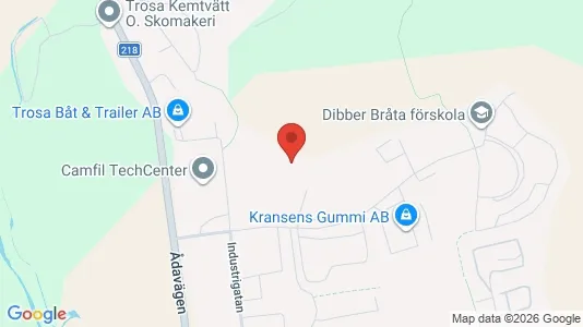 Industrilokaler att hyra i Trosa - kort over placeringen