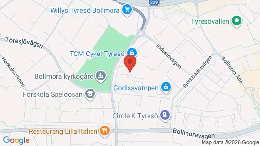 Industrilokaler att hyra i Tyresö - kort over placeringen