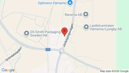 Lagerlokaler att hyra i Värnamo - kort over placeringen