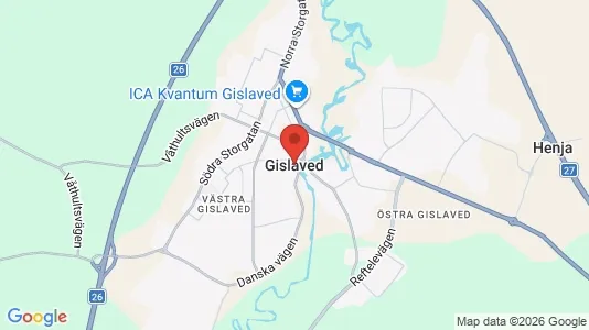 Butikslokaler att hyra i Gislaved - kort over placeringen