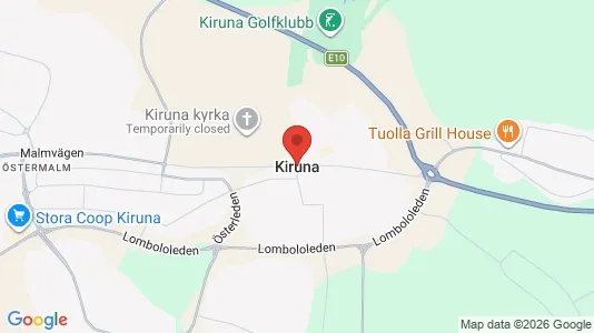 Butikslokaler att hyra i Kiruna - kort over placeringen